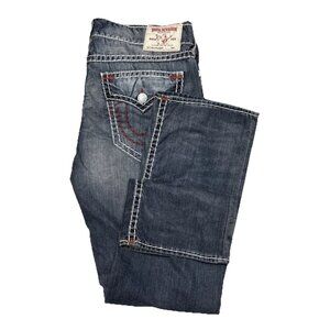 True Religion Red Super T Straight Jeans Size 42X34 Thick Stitch USA